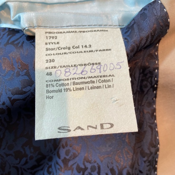 SAND Men’s Jacket Summer Weight Tan Camel Cotton/Linen 48 - Picture 10 of 12